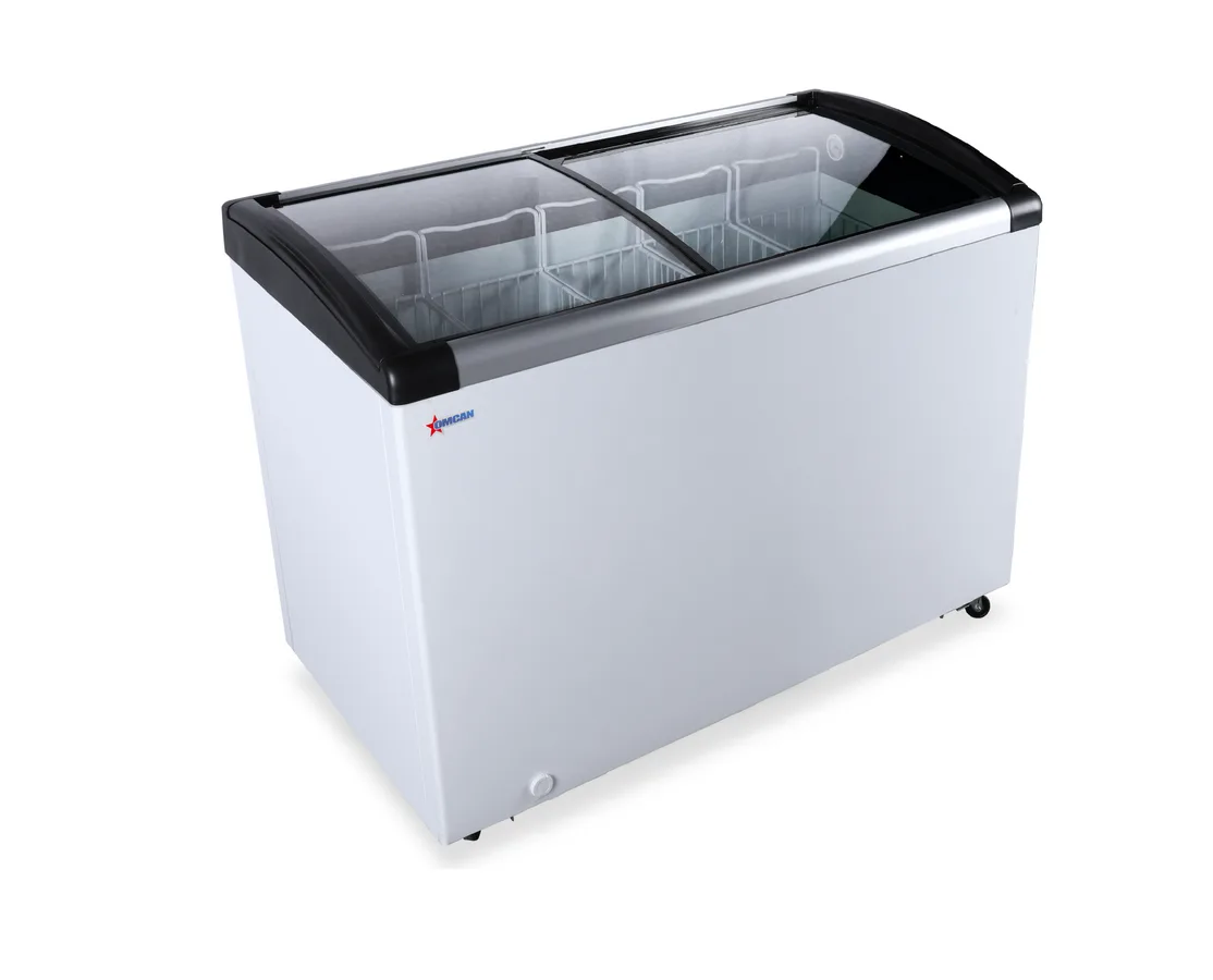 48″ Two (2) Door Ice Cream Display Chest Freezer with Curved Glass Top, 7.6 cu. ft. (215 L)