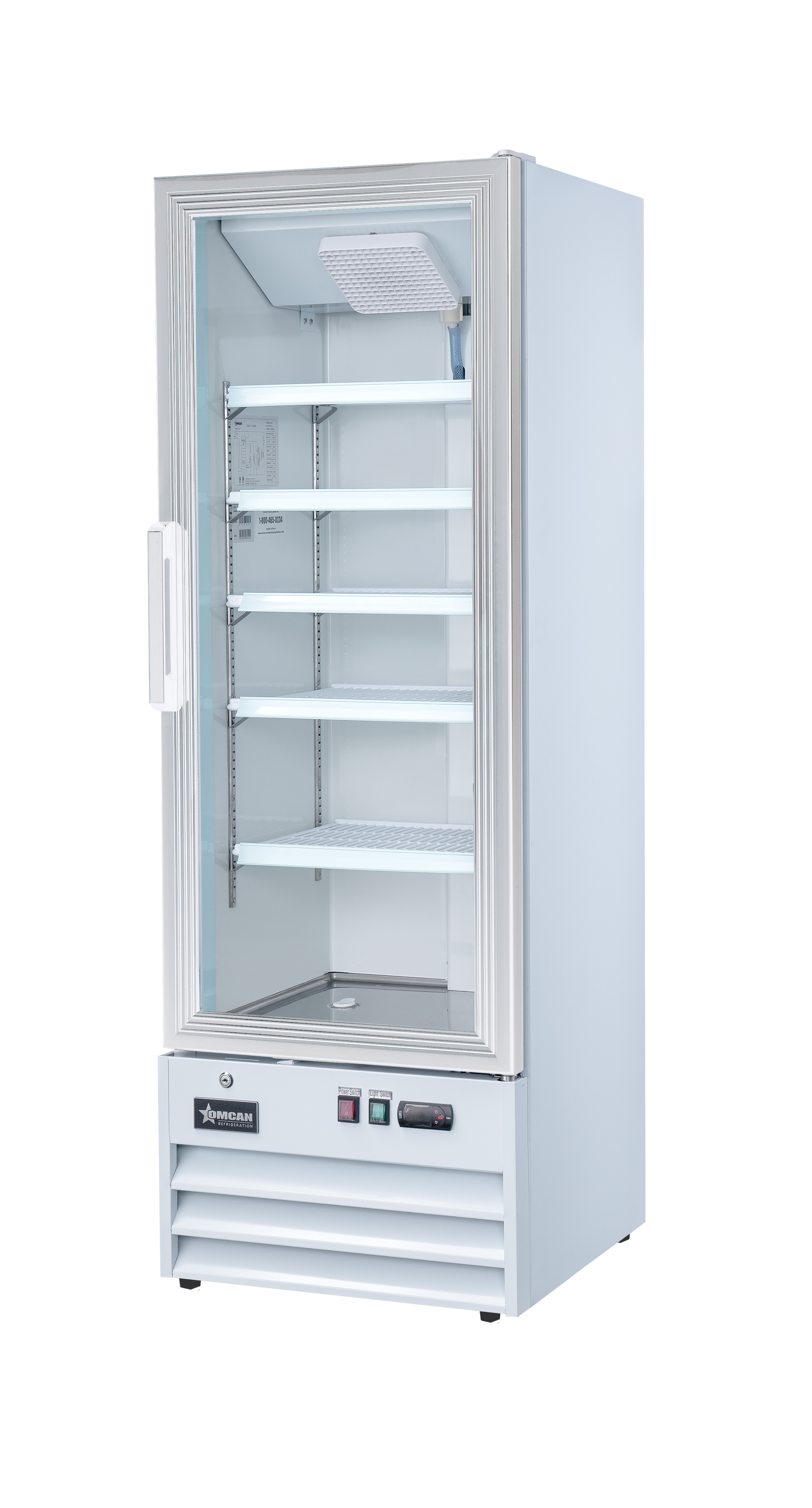 22″ One (1) Glass Door Display Refrigerator, 9.1 cu.ft. (257 L), White