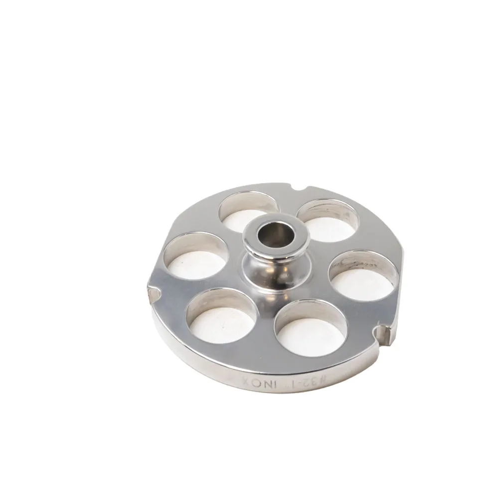 Stainless Steel #32 machine plate with hub 25 mm (1″) – three notches / two flat sides