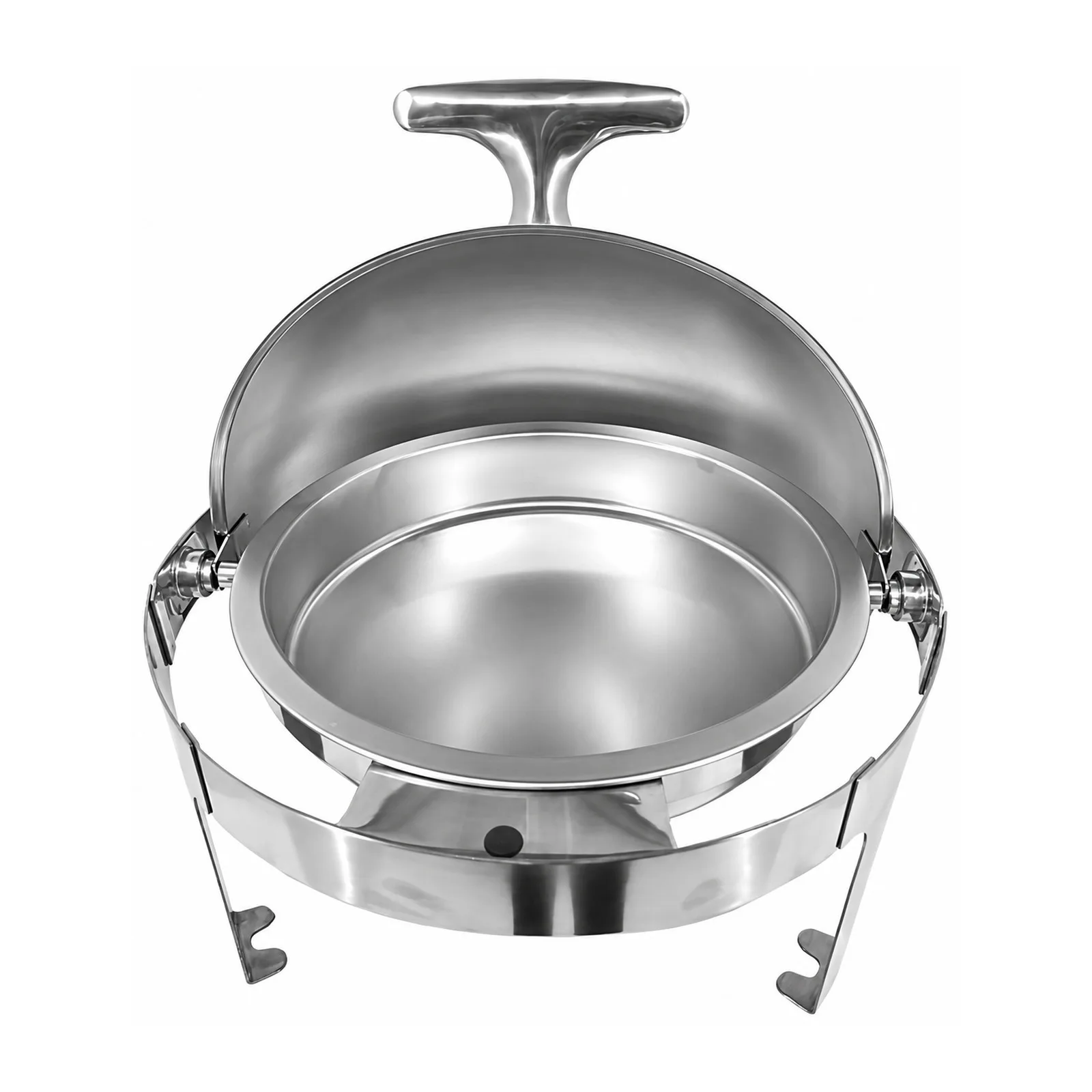6 qt (5.6 L) Stainless Steel Round Chafing Dish with Roll Top Lid
