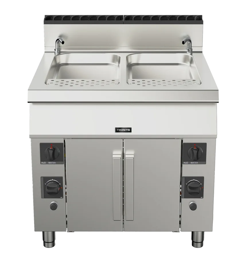 Trento 2 x 12 (45 L) Gallon Double Tank Natural Gas Pasta Cooker, Double Burner – 156,000 BTU