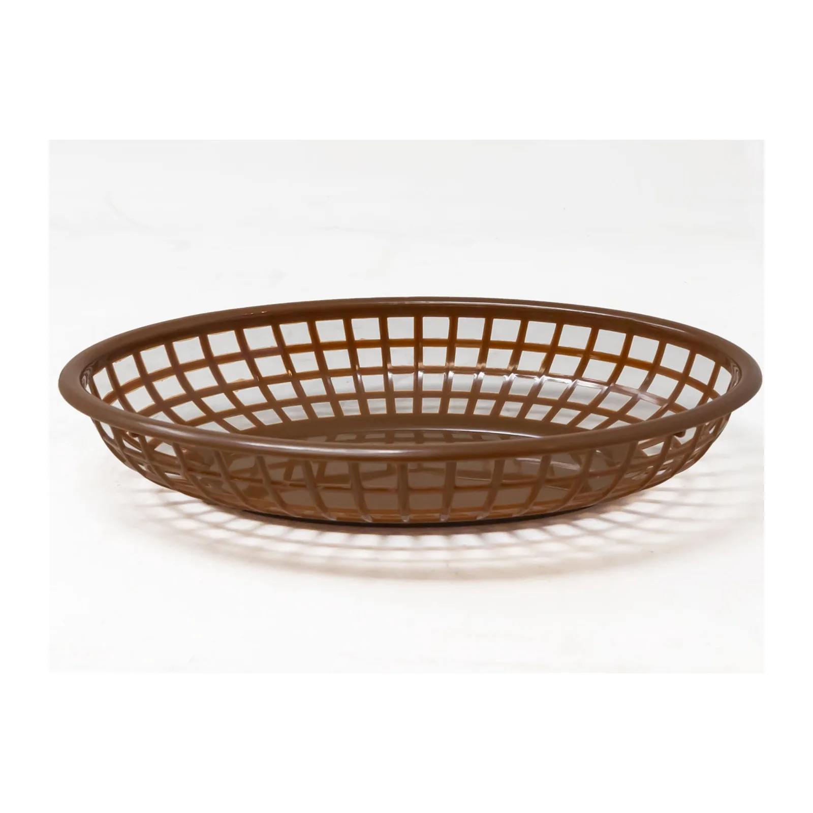 9 1/4″ x 5 3/4″ Plastic Oval Fast Food Serving Basket- Brown