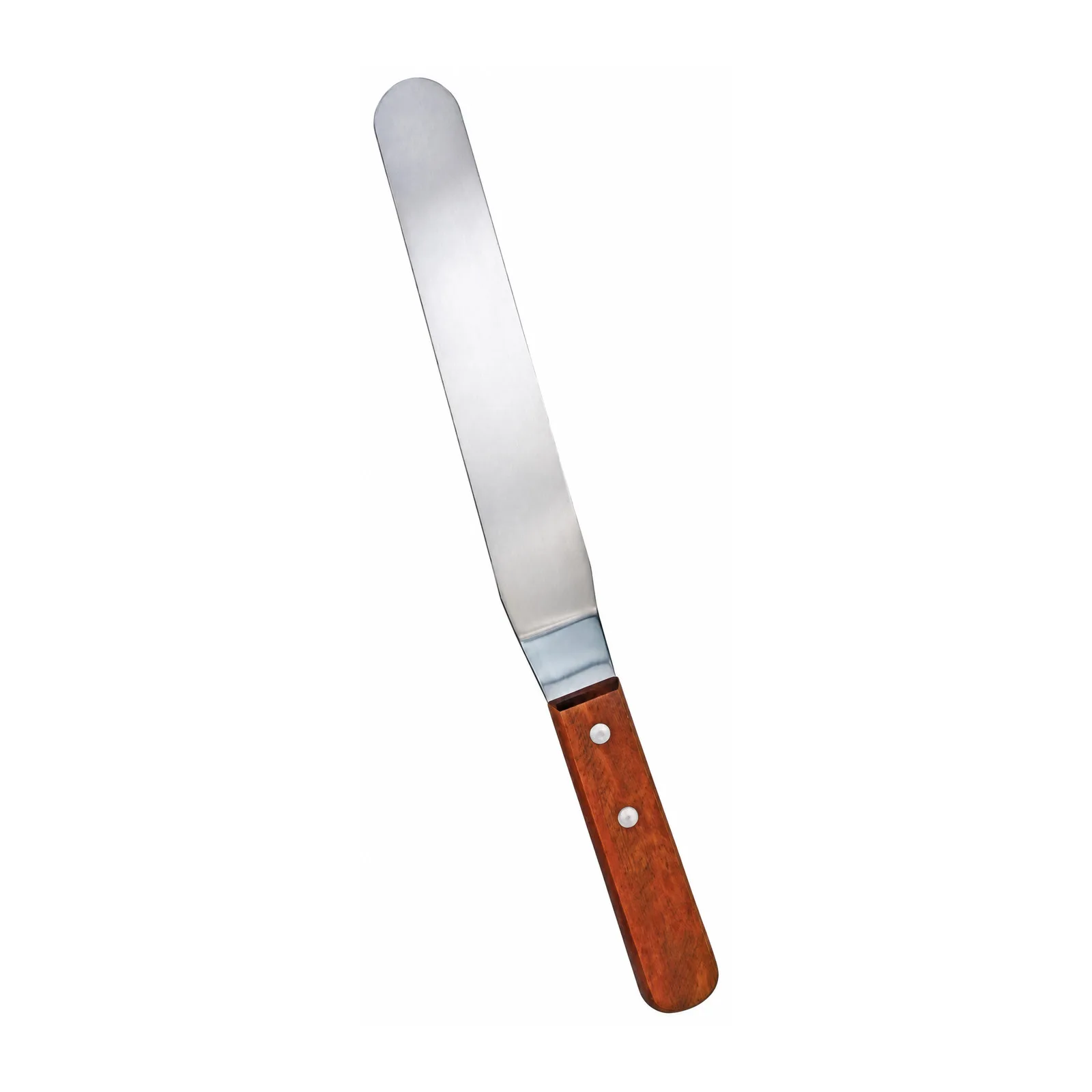 Stainless Steel Offset Baking / Icing Spatula with 8 1/2″ x 1 1/2″ blade and Wooden Handle