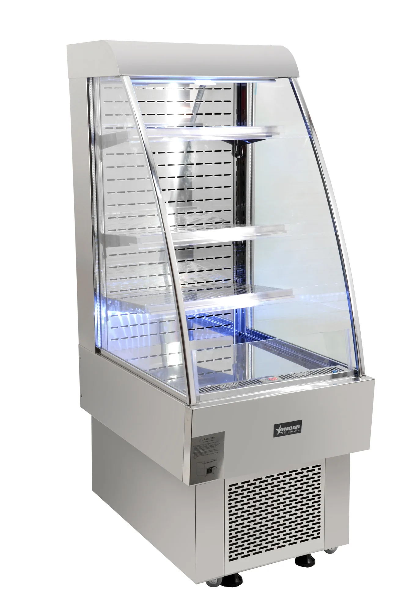 24″ Three (3) Shelf Grab-and-Go Open Refrigerated Floor Display Showcase, 8.12 cu. ft. (243 lb), Silver
