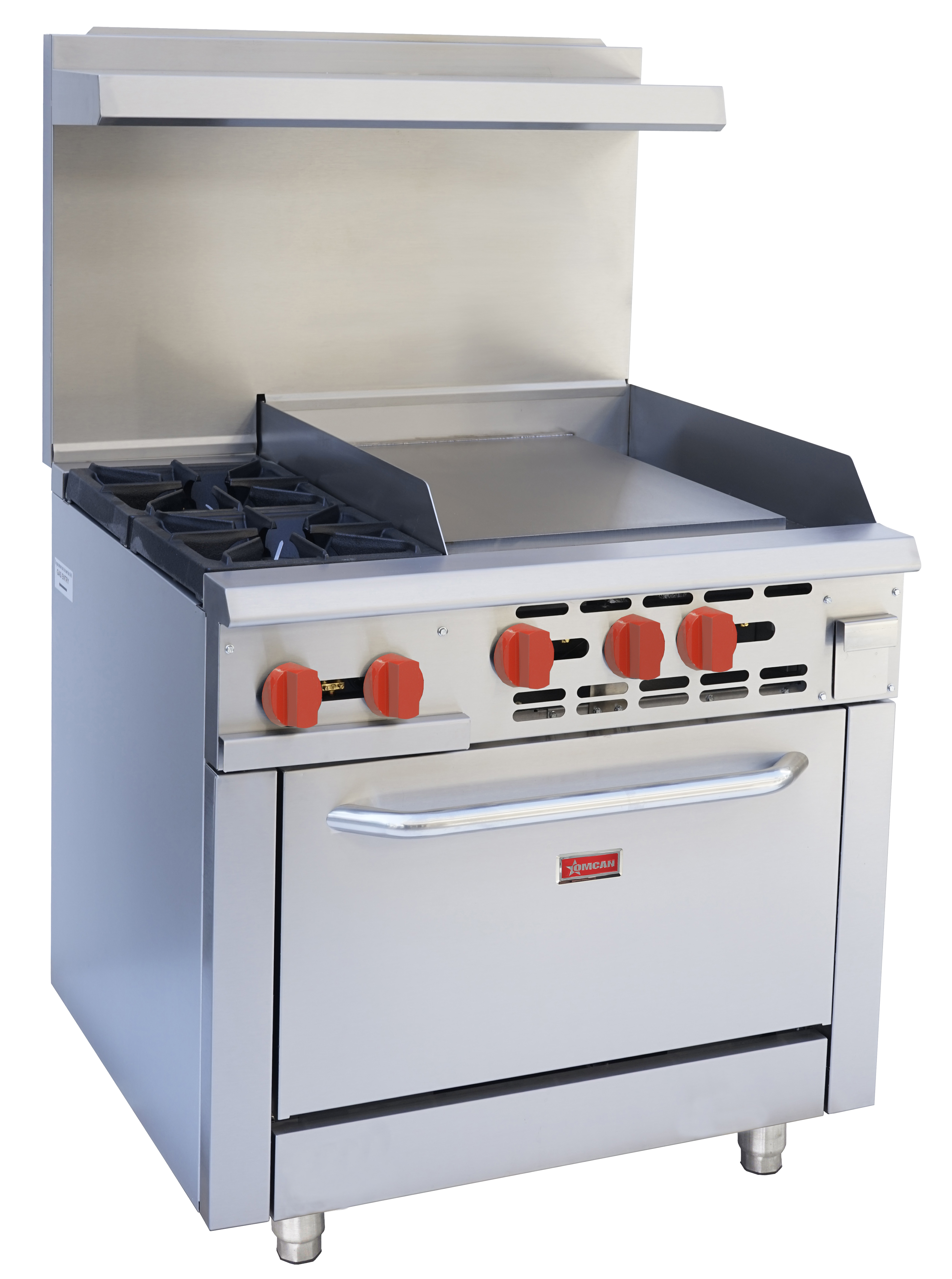 36″ Commercial Gas Range with 2 Burners, 24″ Griddle and Standard Oven – Natural Gas