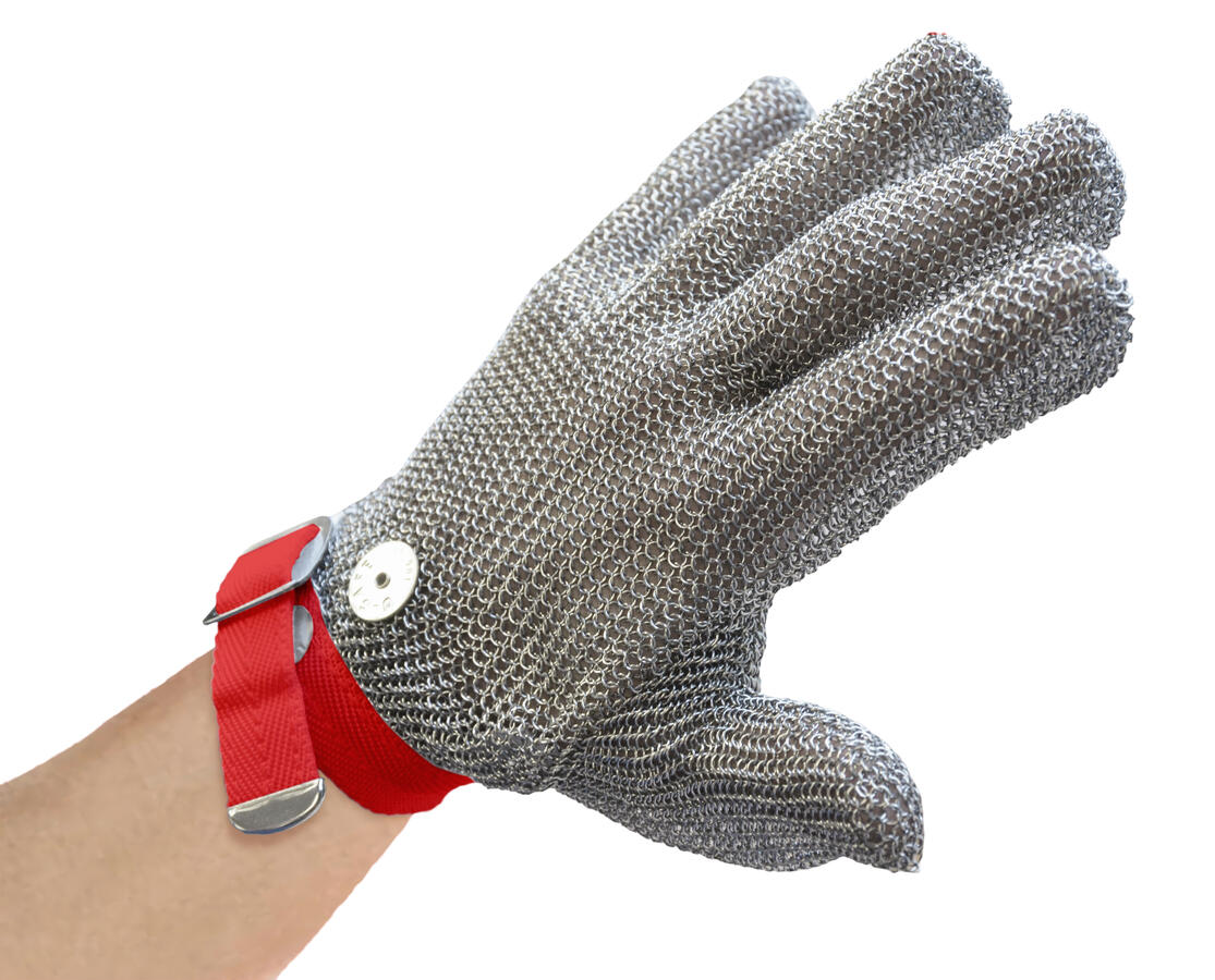 Medium Mesh Glove with Red Wrist Strap