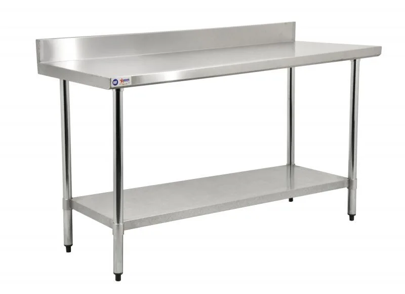 30″ x 48″ 18 Gauge 430 Stainless Steel Work Table with 4″ Backsplash