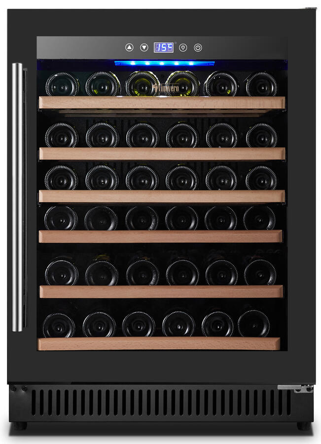 Vinovero 23-inch Single Zone Wine Cooler with 51 Bottle Capacity and Black Full Glass Door