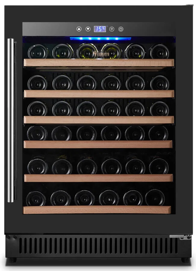 Vinovero 24″ Single Zone Wine Cooler with 51 Bottle Capacity and Black Full Glass Door