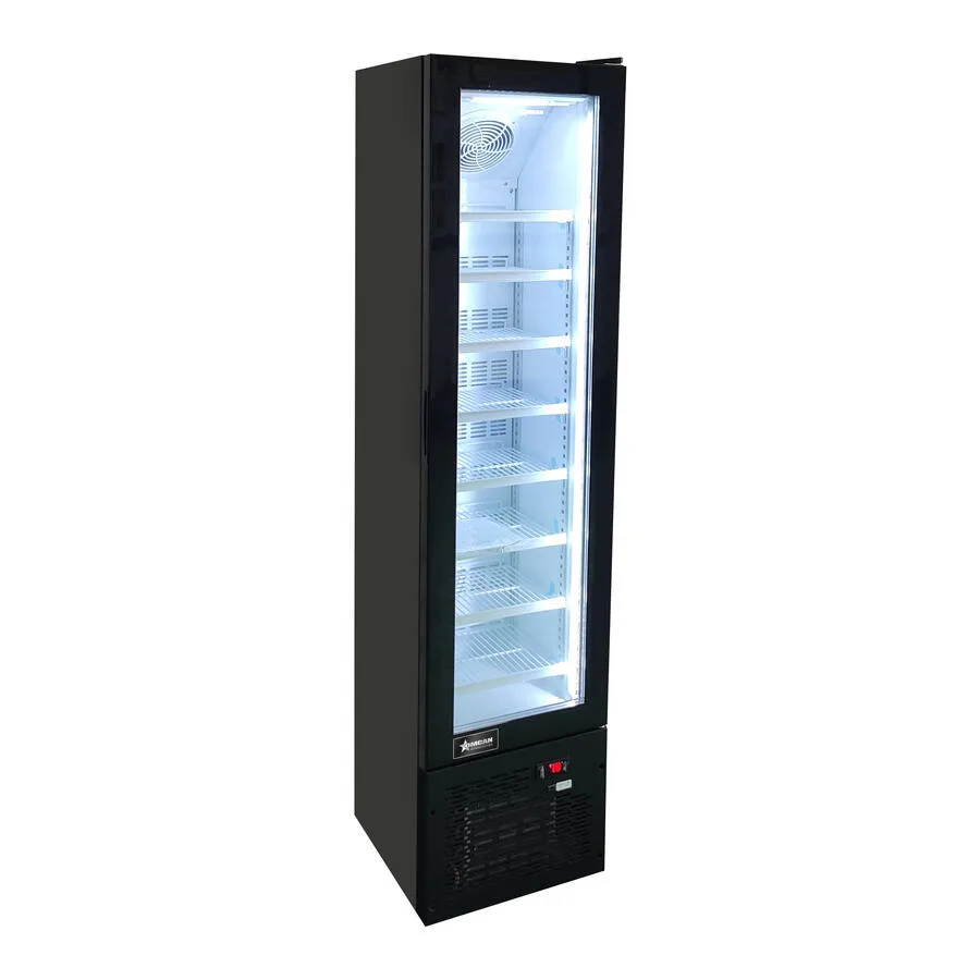 17″ Slim One (1) Glass Door Display Freezer, 3.7 cu. ft. (105 L), Black