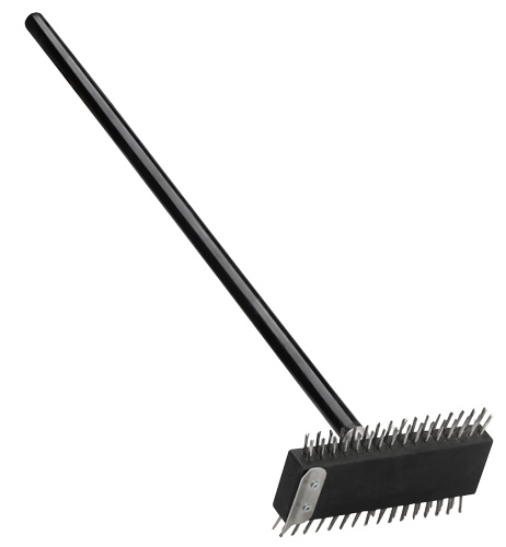 Pizza Oven Brush with Double-Sided Brush and Metal Scraper with Black Handle