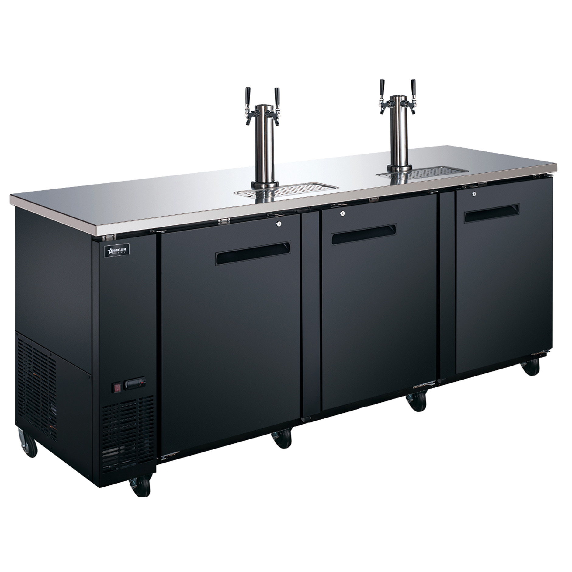 90″ Three (3) Door Kegerator / Beer Dispenser with Two Double Tap Towers, 32 cu.ft. (916 L)