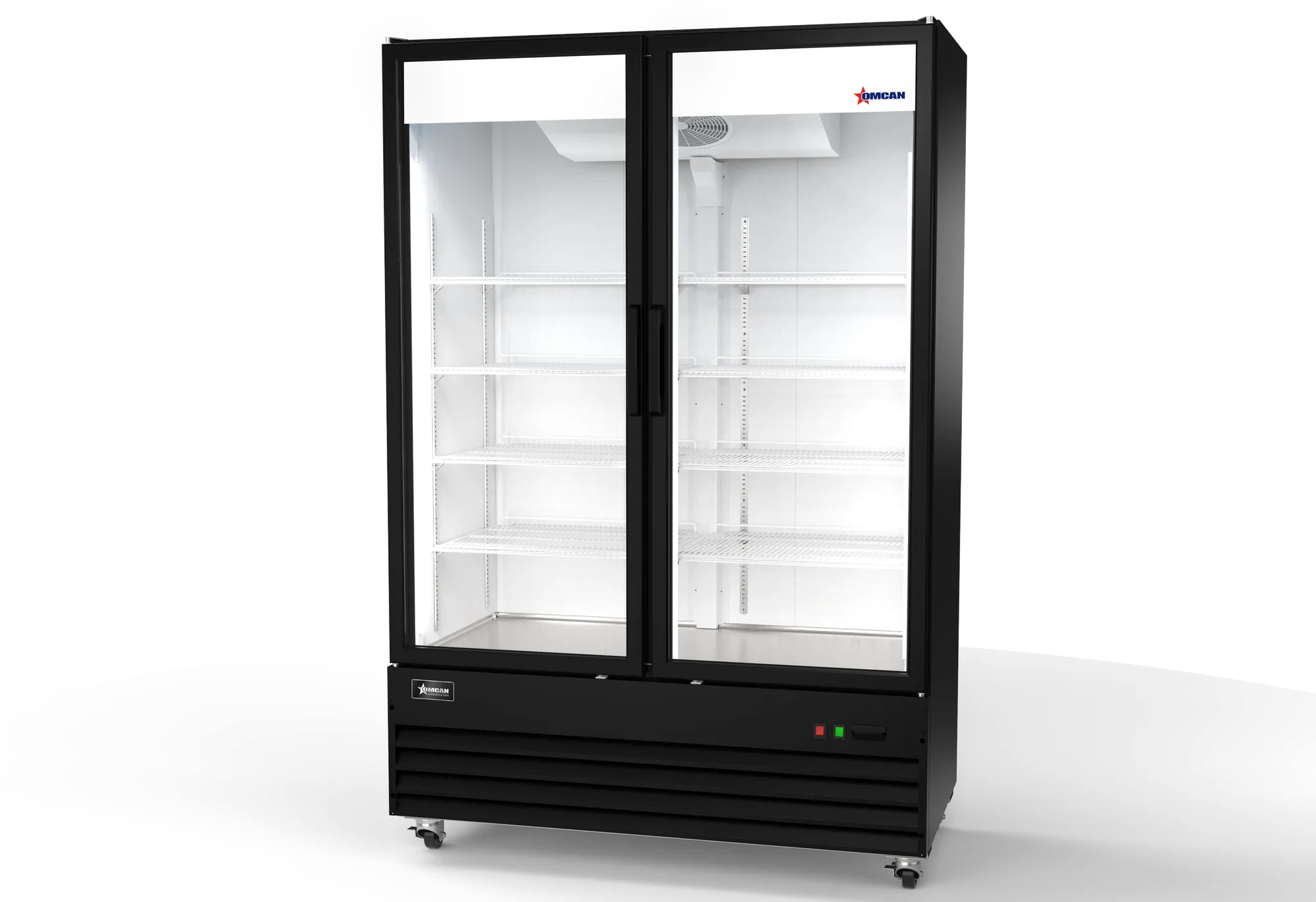 54″ Two (2) Glass door Display Refrigerator, 35.5 cu. ft. (1005 L), Black