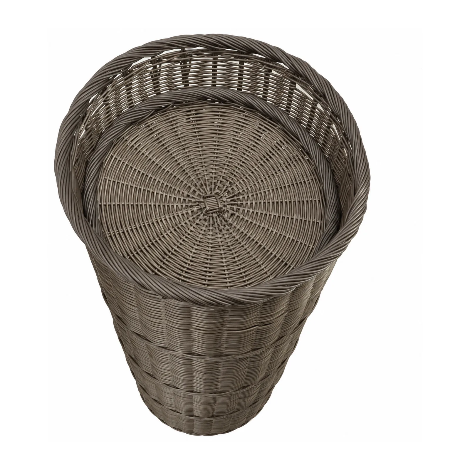 Round Brown Tapered Basket with Round Tray