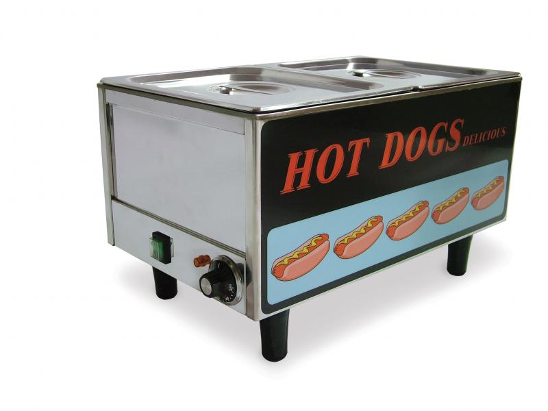 Stainless Steel Hotdog Steamer and Bun Warmer, 30 Buns and 50 Hotdogs Capacity – 120 V, 1.2 kW