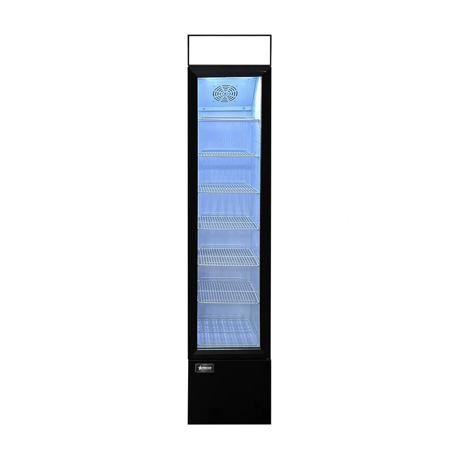 14″ Slim One (1) Glass Door Display Refrigerator with Lightbox, 3.7 cu. ft. (105 L), Black