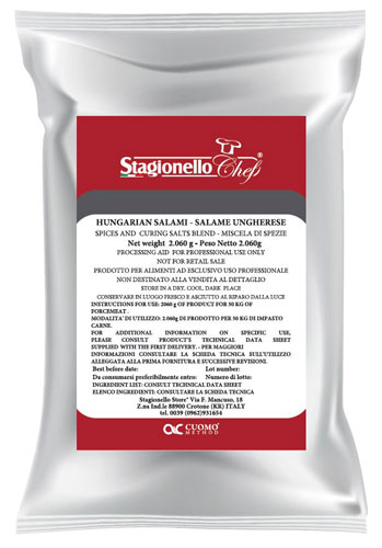 Stagionello Curing Salts and Spice Blends for Rapid Fermentation Salami Hungarian Salami 2.06 kg / bag