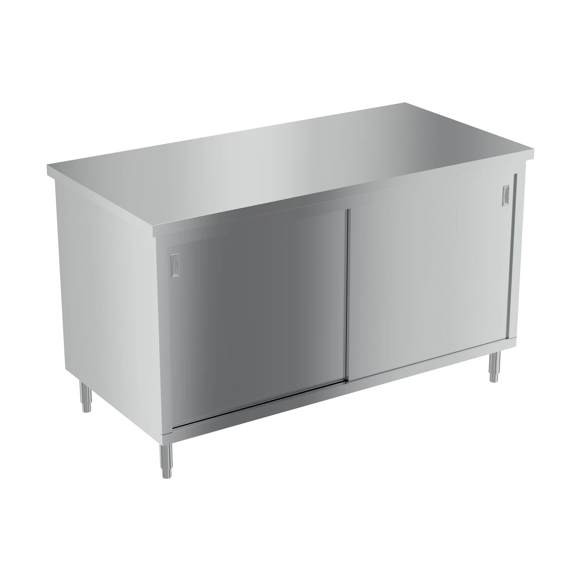 30″ x 60″ Stainless Steel Worktable With Cabinets and Sliding Doors