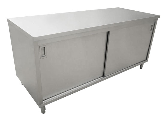 24″ x 48″ Stainless Steel Worktable With Cabinets and Sliding Doors