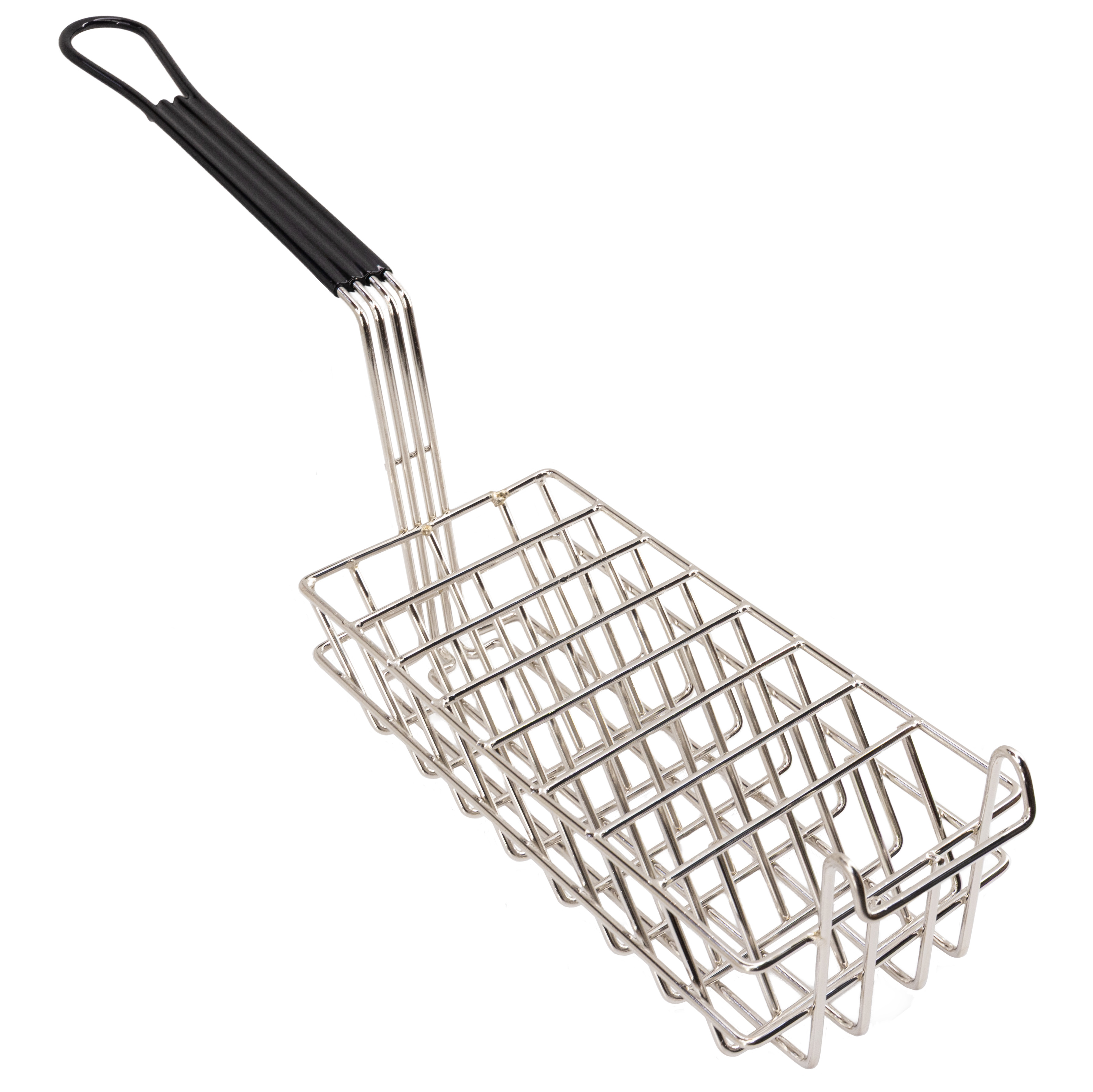 12-1/4" x 5-3/4" x 3-1/4" 8-Slot Specialty Fry Basket with 10-1/2" Long Handle