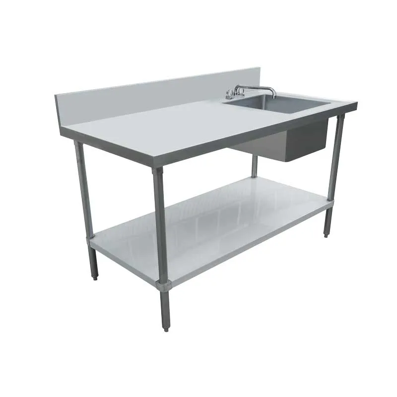 24″ x 72″ 18 Gauge 430 All Stainless Steel Table with Right Sink and 6″ Backsplash