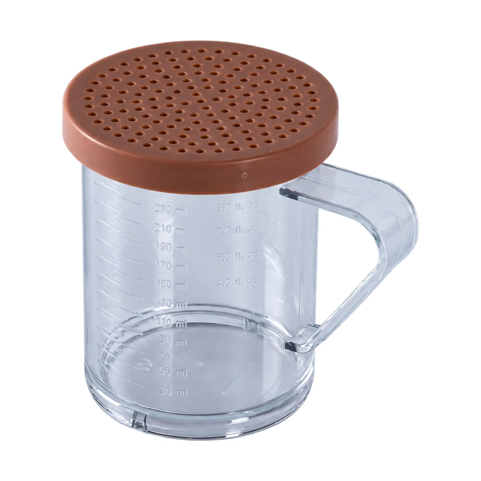 10 oz Polycarbonate Dredge with Rose Lid & 2 mm Hole for Medium Ground Products NSF