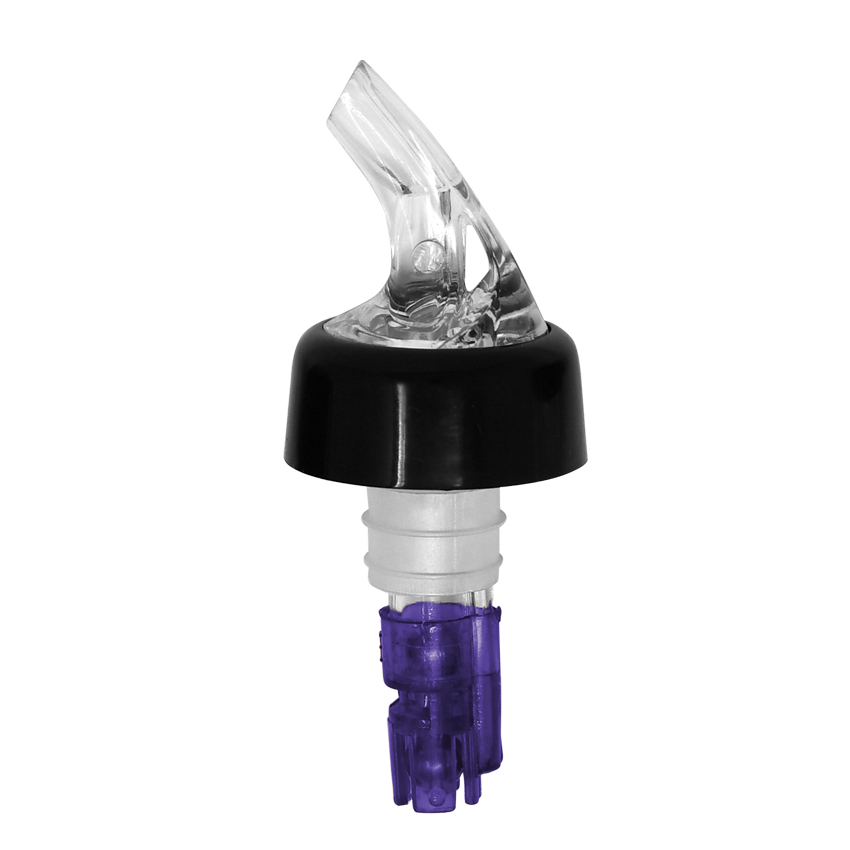 1 1/8 oz Clear Spout / Purple Tail Measured Liquor Pourer with Collar – 12/Pack