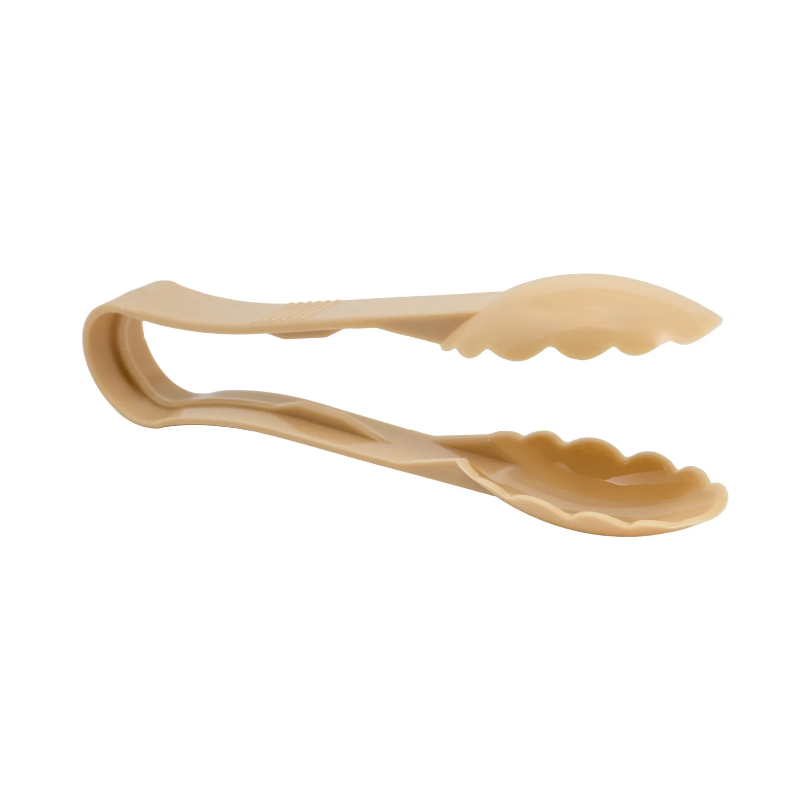 9″ Polycarbonate Beige Scallop Tongs