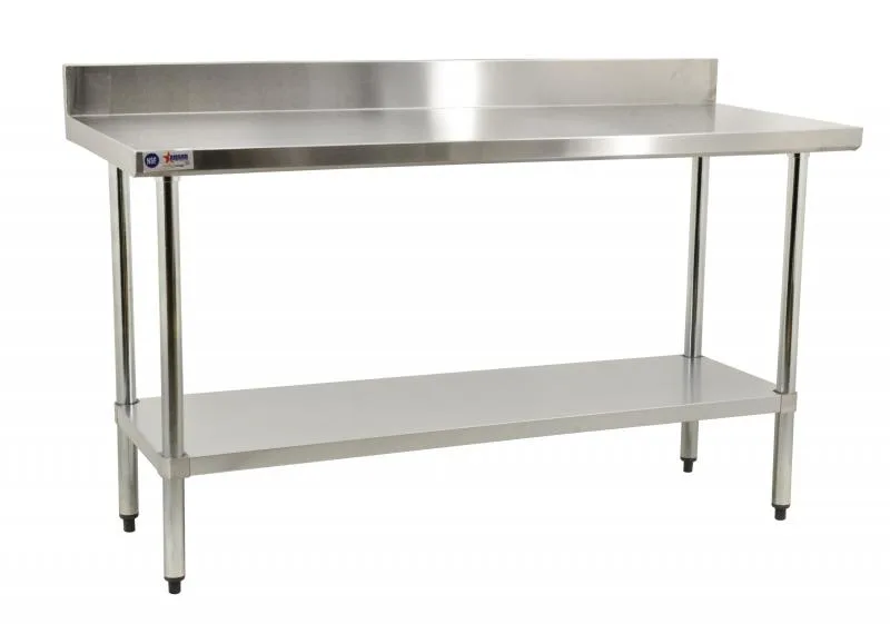 Elite Series 30″ x 60″ 18 Gauge 430 Stainless Steel Worktable with 4″ Backsplash