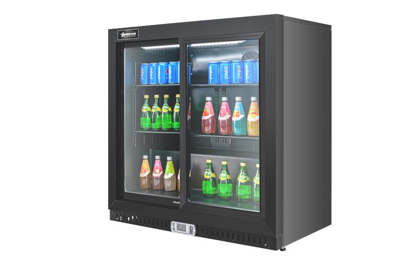 36" Back Bar Beverage Cooler, Sliding Door with Lock, 6.5 cu.ft, Black