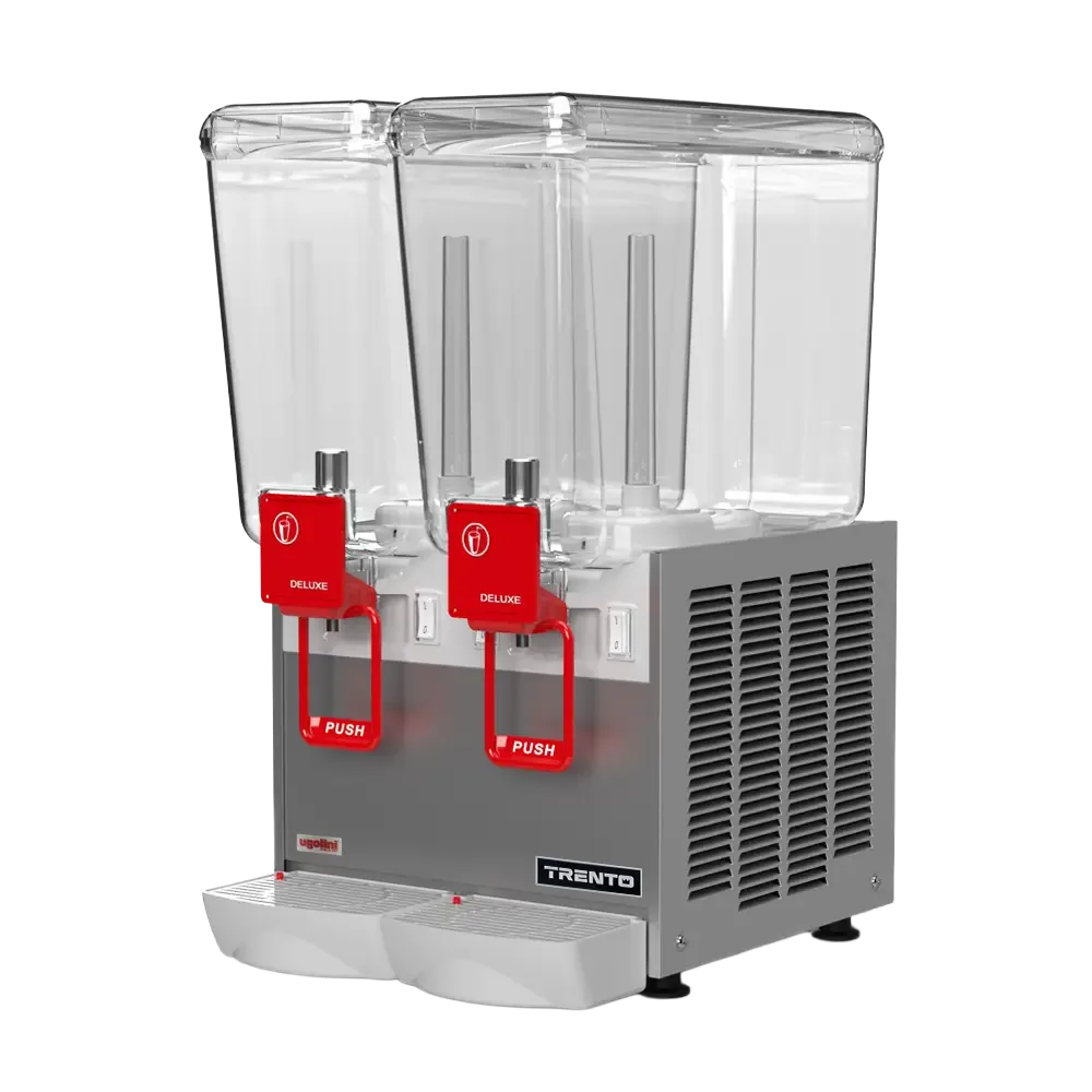 Ugolini Arctic Deluxe 2 x 5.25 Gallon (2 x 20 Liter) Impeller Mix (Waterfall Effect) Double Bowl Refrigerated Juice Dispenser | Trento