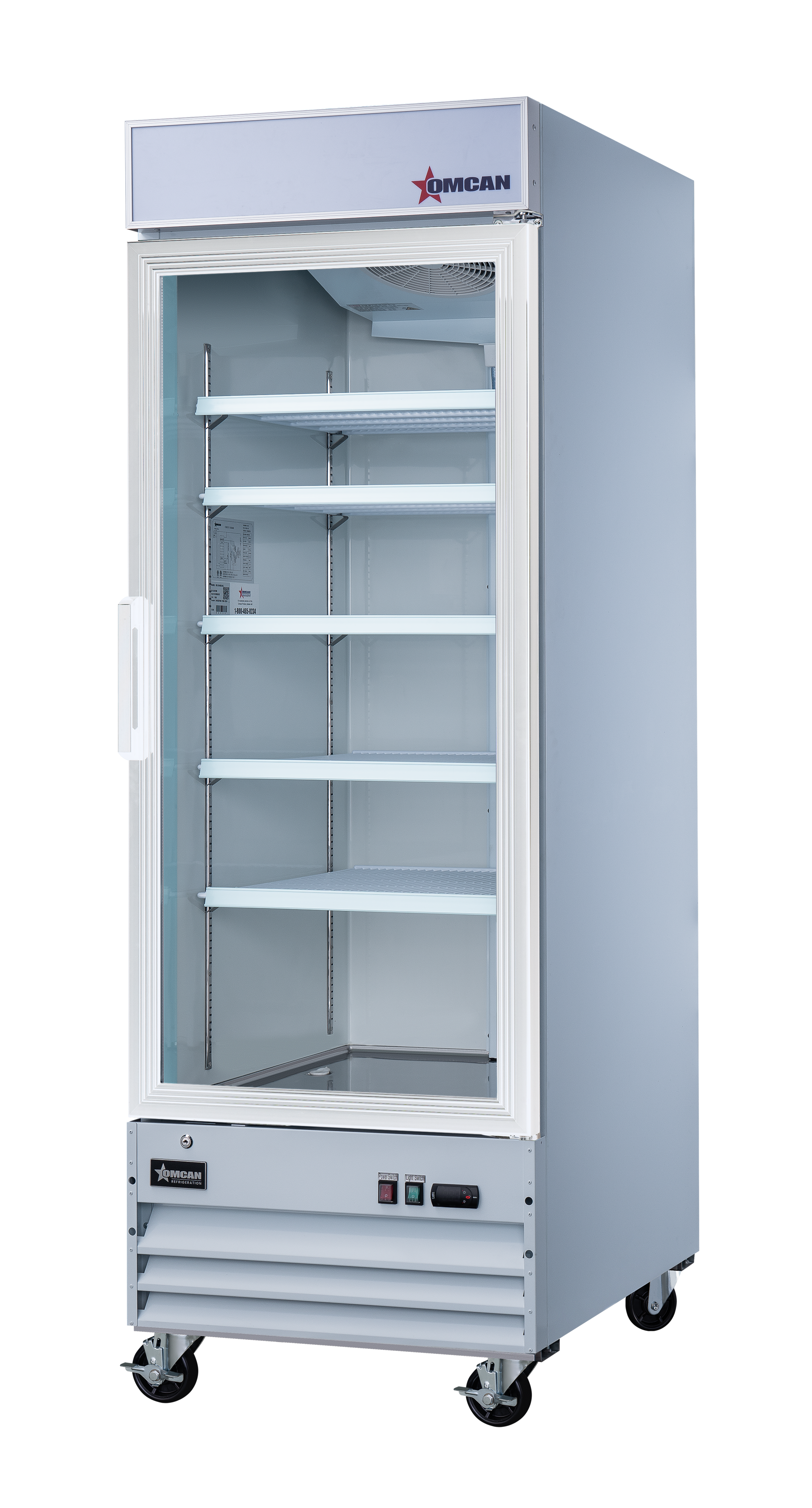 26″ One (1) Glass Door Display Refrigerator with Lightbox, 14 cu.ft. (396 L), White