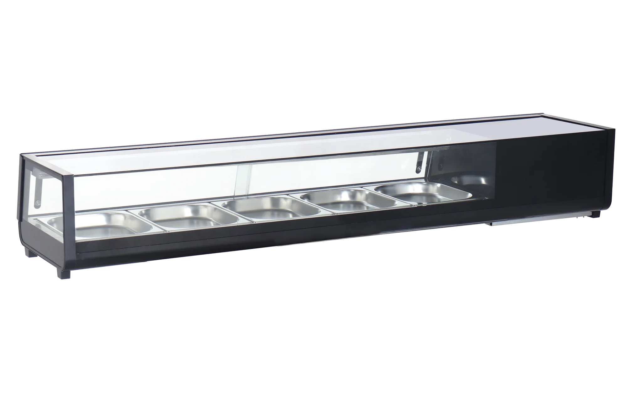 71″ Refrigerated Flat Glass Sushi Display Case, 4.7 cu. ft. (132 L), Black