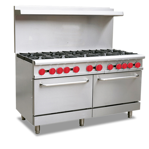 60″ Commercial Gas Range with 10 Burners and 2 Standard Ovens 362,000 BTU – Liquid Propane