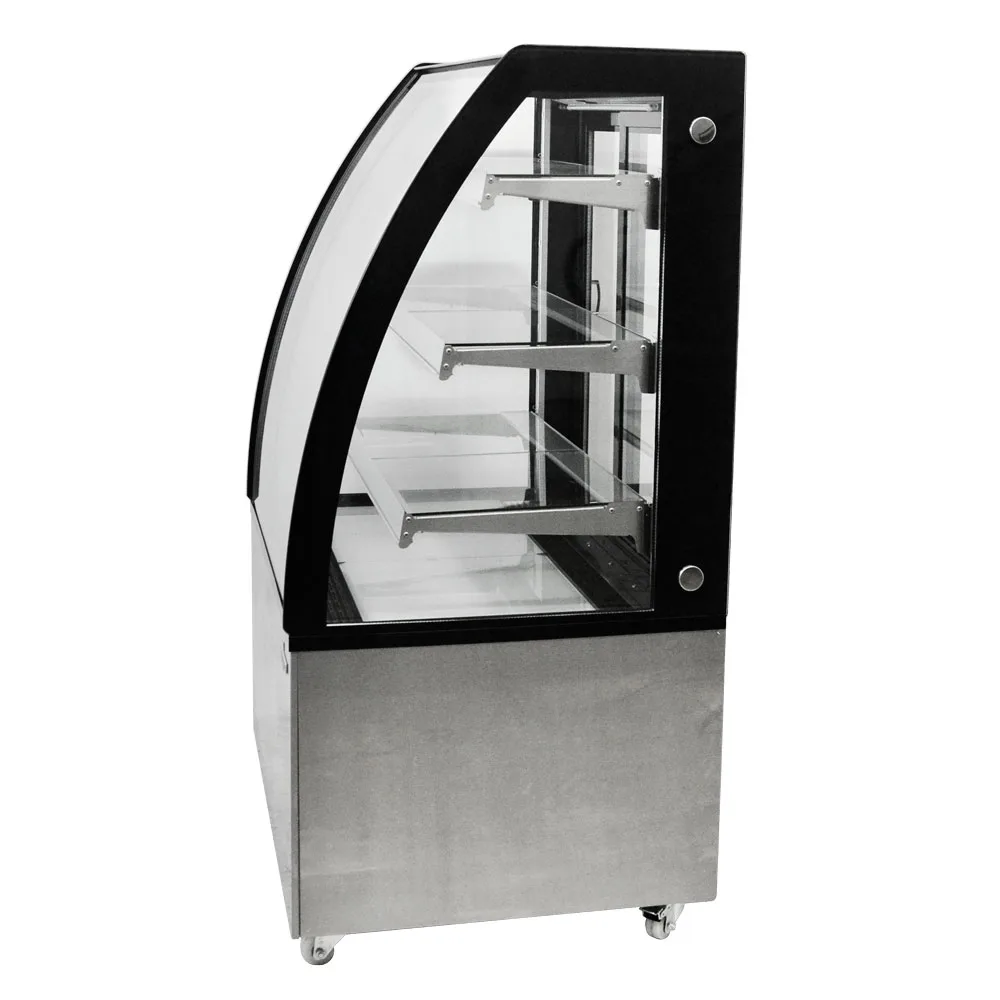 36″ Three (3) Shelf Curved Glass Floor Refrigerated Showcase, 10.95 cu. ft. (310 L), Stainless Steel