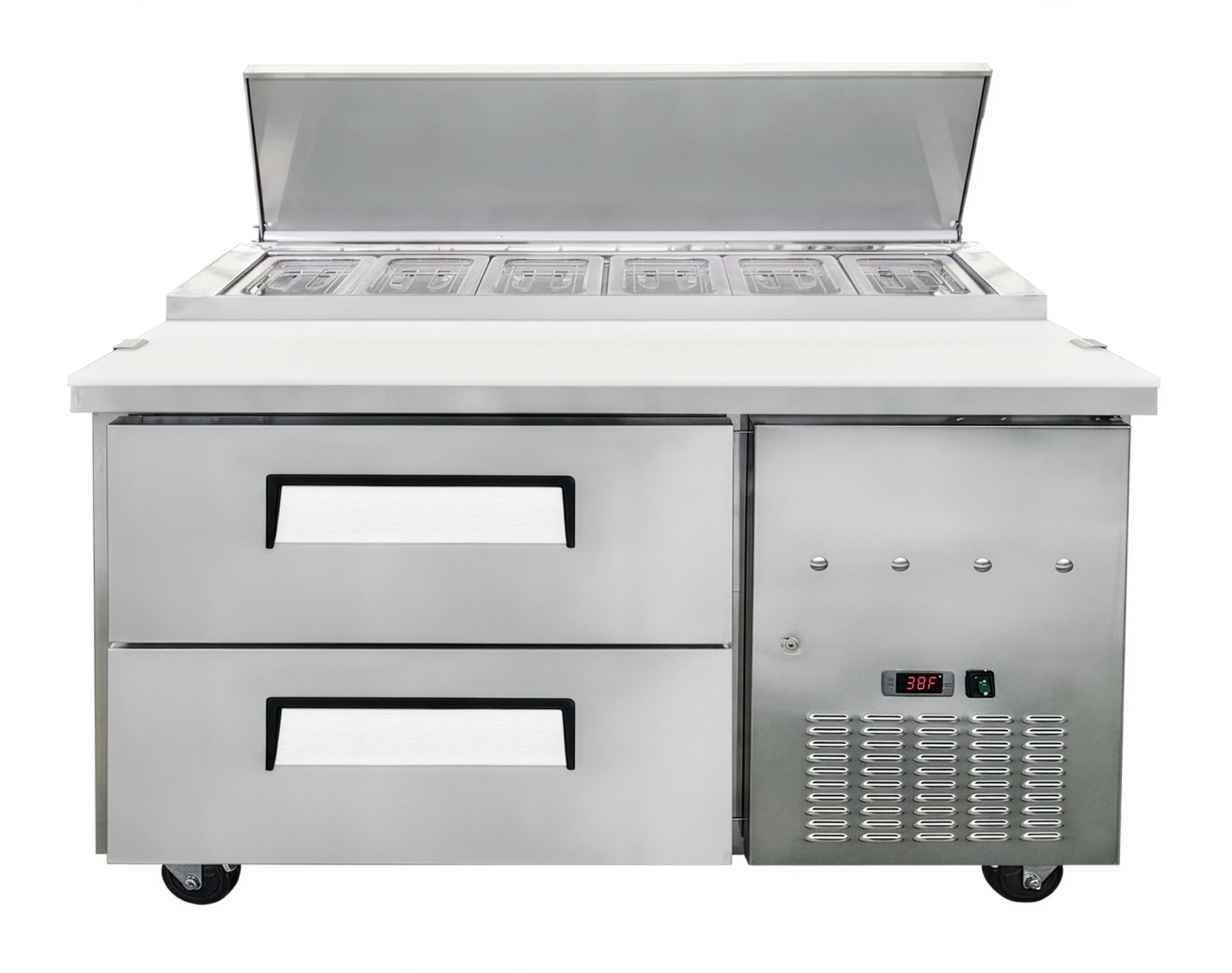 48” One (1) Door Refrigerated Pizza Prep Table with Drawers, 12 cu.ft. (340 L), Stainless Steel