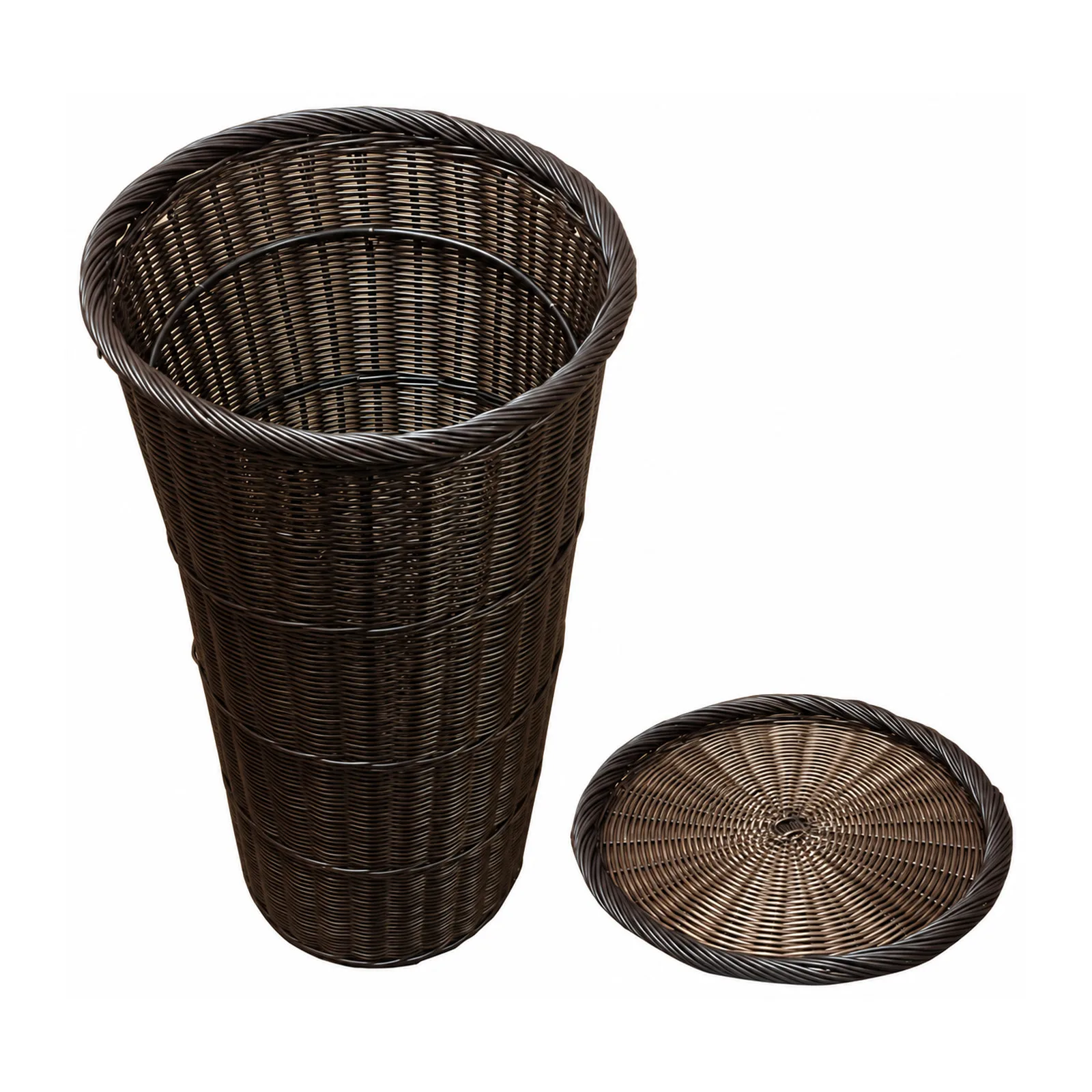 Round Brown Tapered Basket with Round Tray