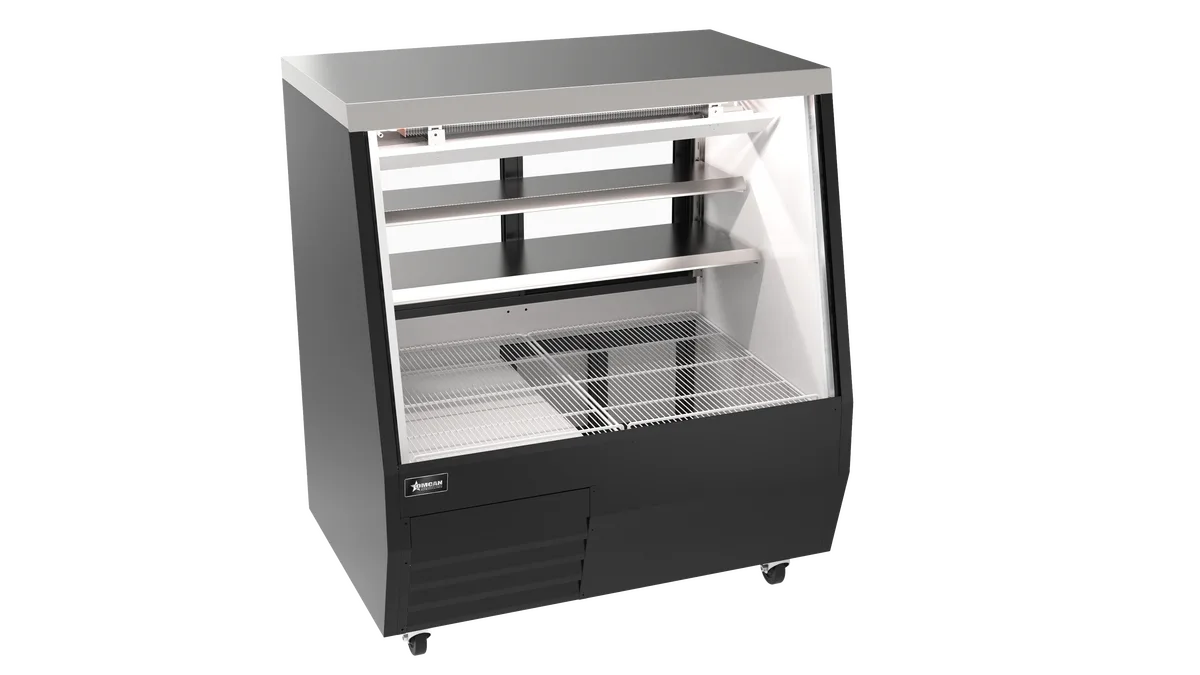 50″ Square Glass Refrigerated Double-Duty Deli Cabinet, 20.58 cu. ft. (583 L), Black