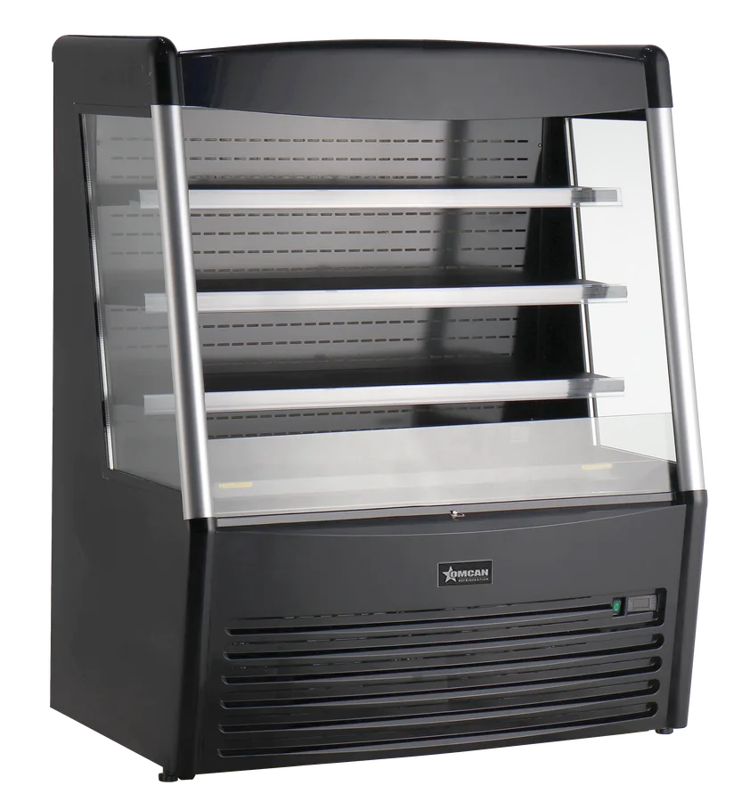 48″ Three (3) Shelf Grab-and-Go Open Refrigerated Floor Self-Serve Display Case, 15 cu. ft. (426 L), Black