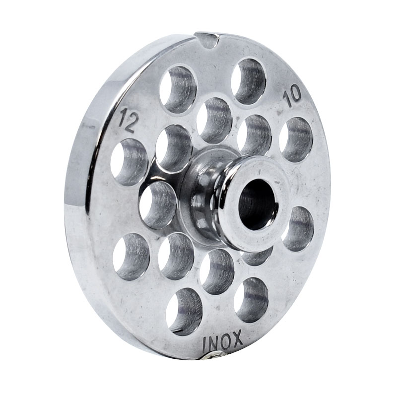 European Style #12 stainless steel plate with hub, 10mm (3/8″) – one notch/ round