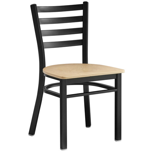 Metal Ladder Back Chair with Natural Wood Seat