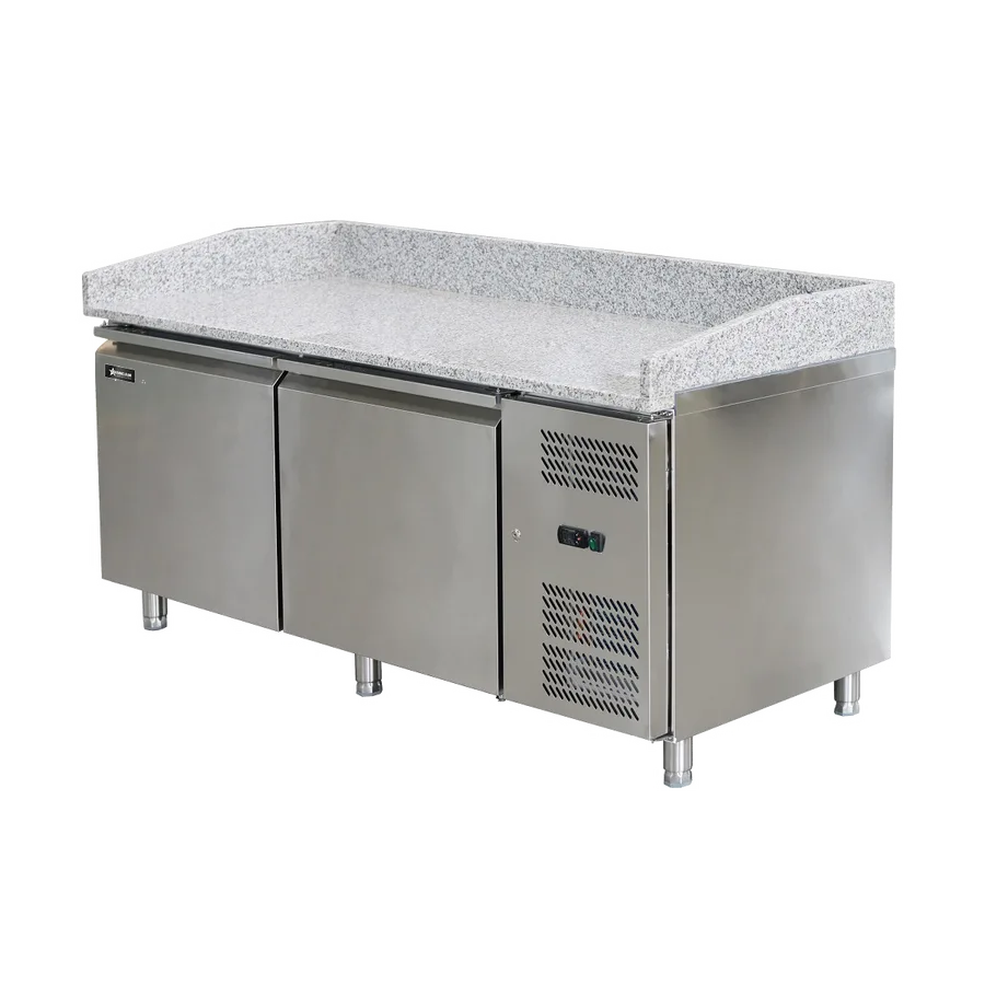 80″ Two (2) Door Granite Top Refrigerated Pizza Prep Table, 20.5 cu. ft. (580 L), Stainless Steel