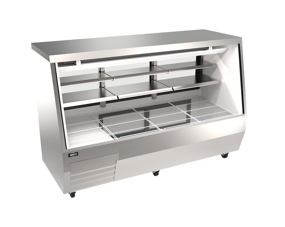 84” Square Stainless Steel Glass Refrigerated Double-Duty Deli Case