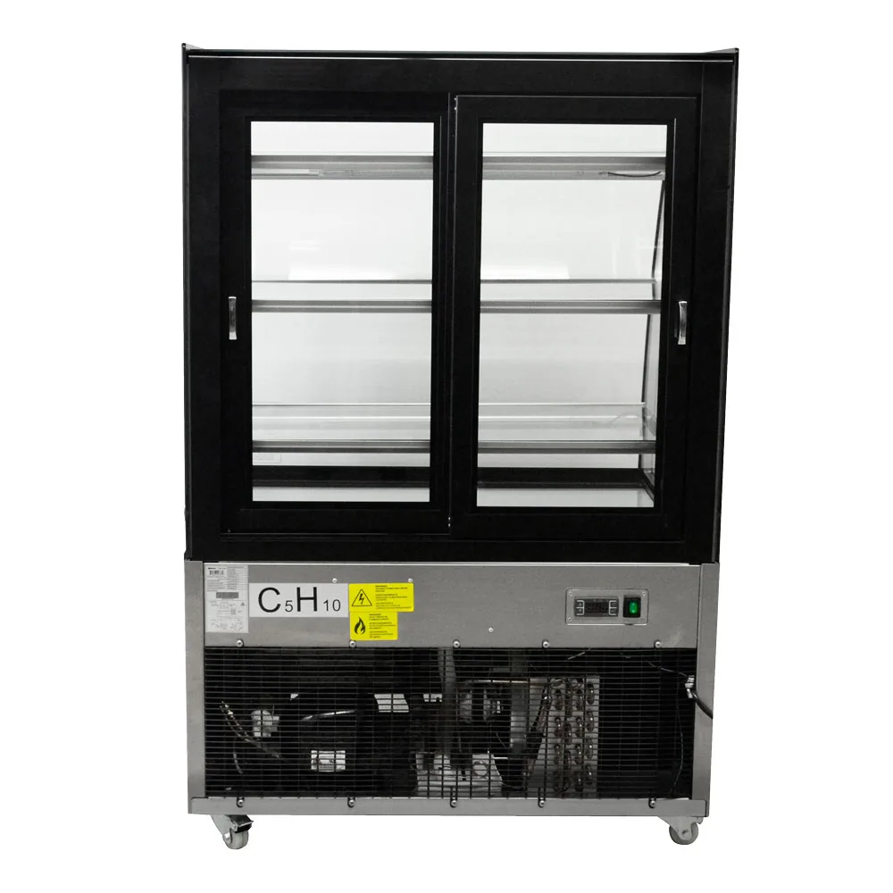 36″ Three (3) Shelf Curved Glass Floor Refrigerated Showcase, 10.95 cu. ft. (310 L), Stainless Steel