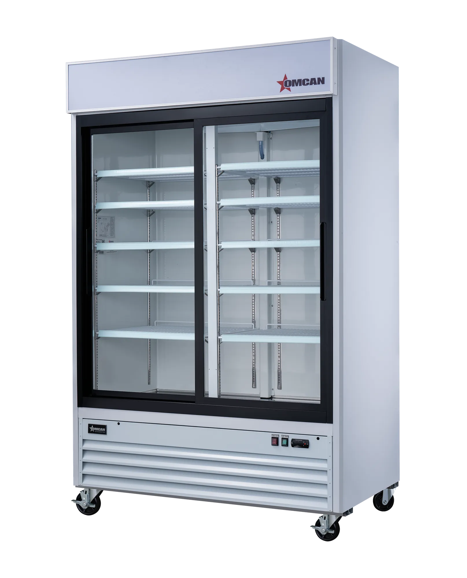 53″ Two (2) Glass Door Sliding Display Refrigerator, 45 cu. ft. (1274 L), White