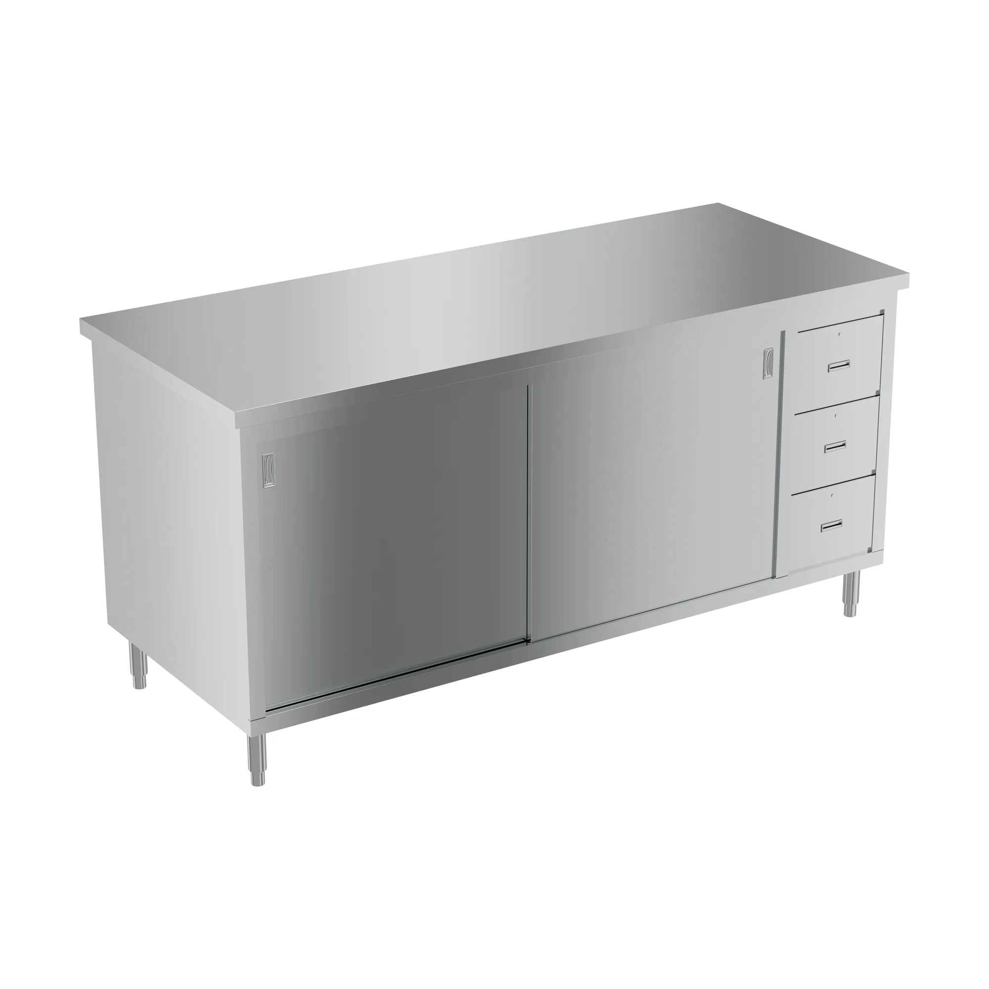 30″ x 72″ Stainless Steel Worktable With Cabinets And Drawers