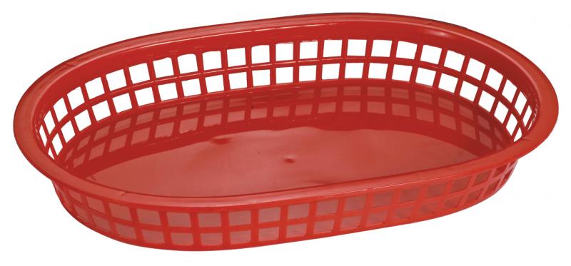 10″ x 7″ Plastic Oval Fast Food Serving Basket – Red