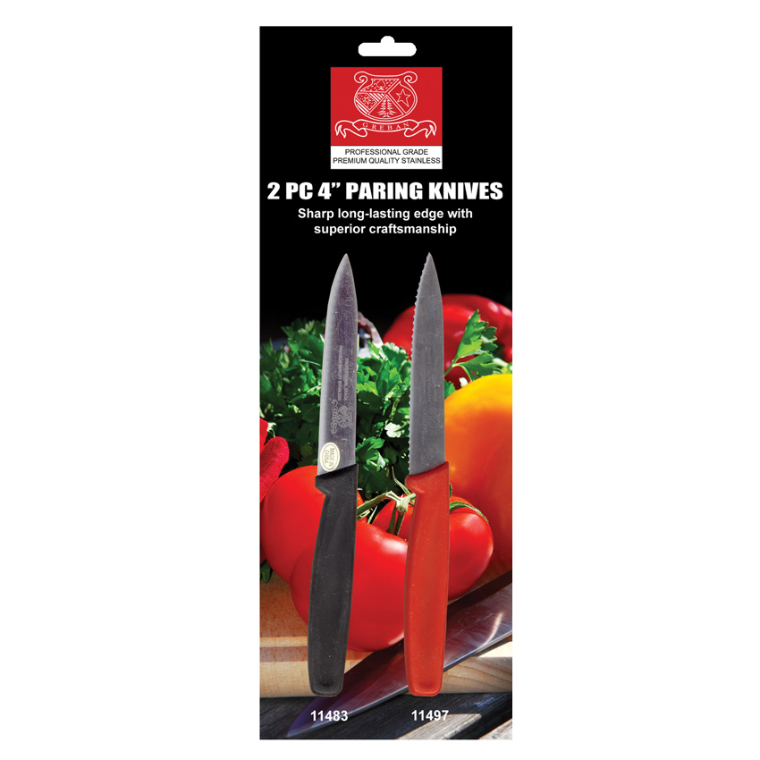 Retail-Ready 4-inch Straight Paring Knife and 4-inch Wave Paring Knife