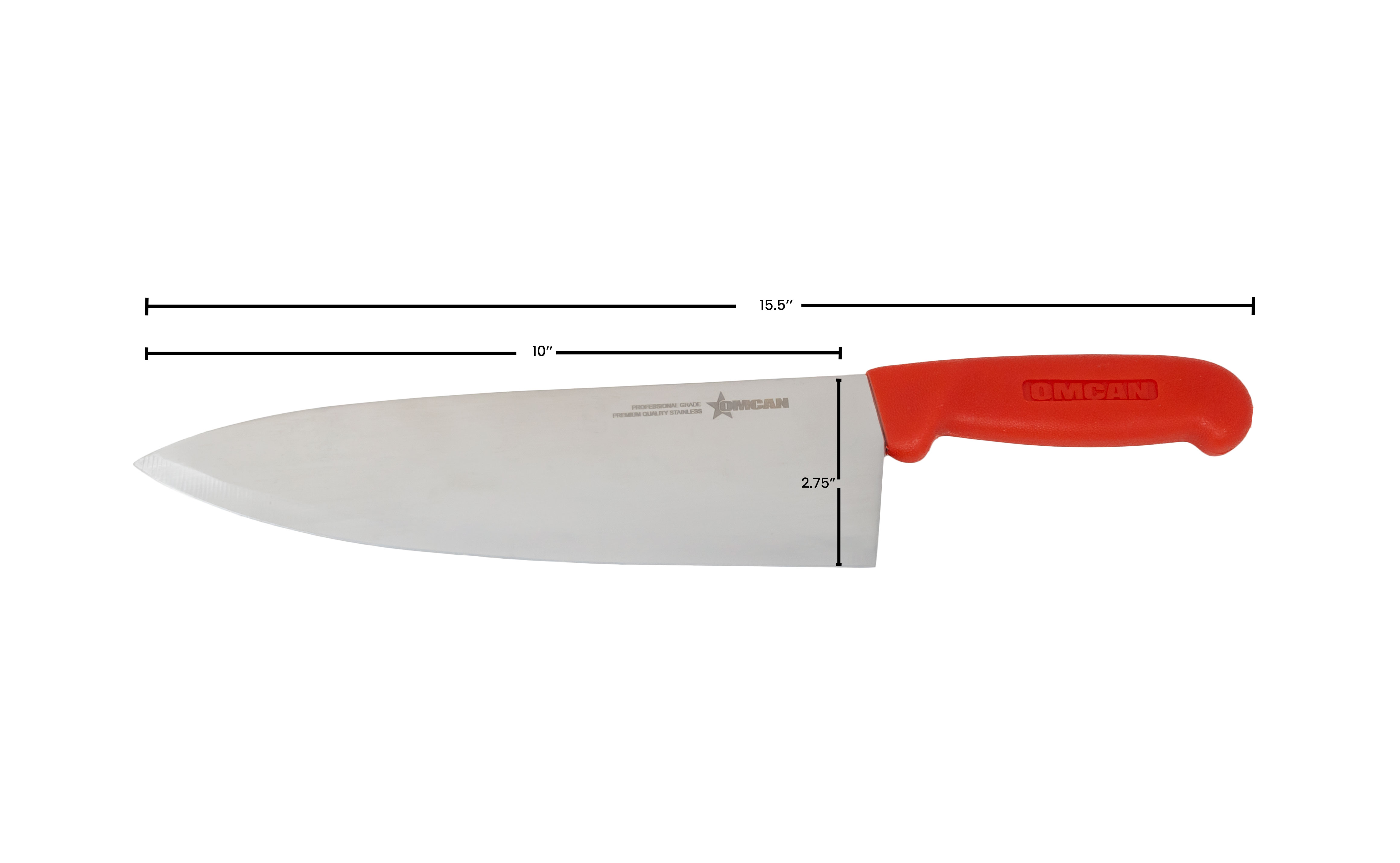 10-inch Medium Cook Knife with Red Polypropylene Handle