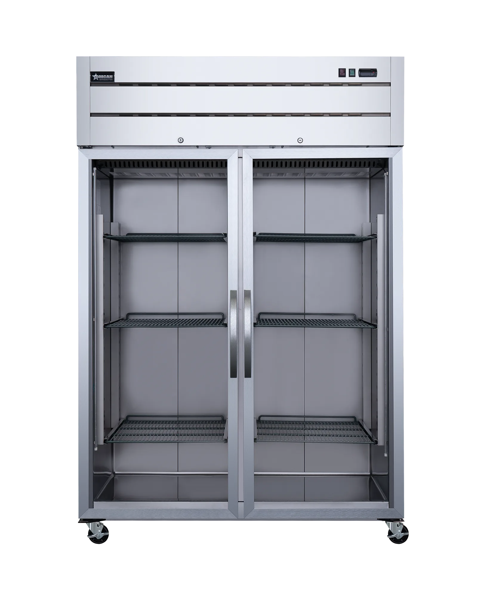 54″ Two (2) Glass Door Top Mounted Reach-In Refrigerator, 43.1 cu. ft. (1220 L), Stainless Steel